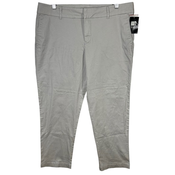KUT from the Kloth Taylor Crop Trouser Pants Womens Size 14 Gray Chinos Casual - Picture 1 of 15